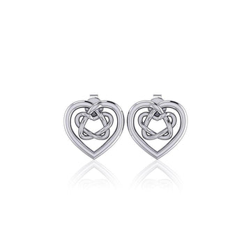 Small Celtic Heart Silver Post Earrings TER1748 - Jewelry